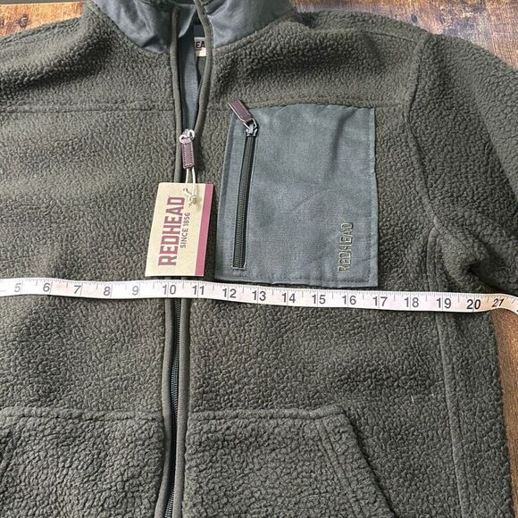 NWT Redhead Bass Pro Cabelas green berber fleece full zip jacket M - Picture 5 of 6